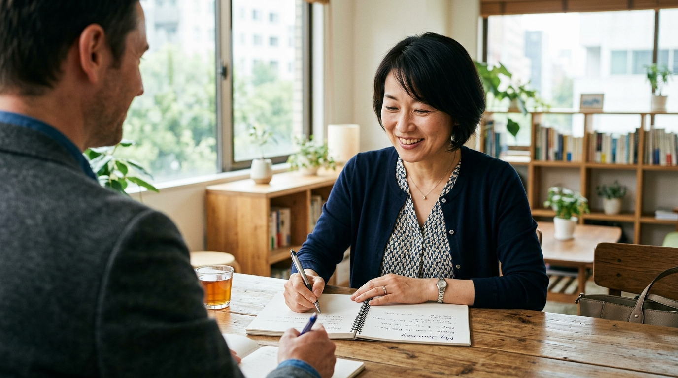 コーチングで自分の価値を発見する様子