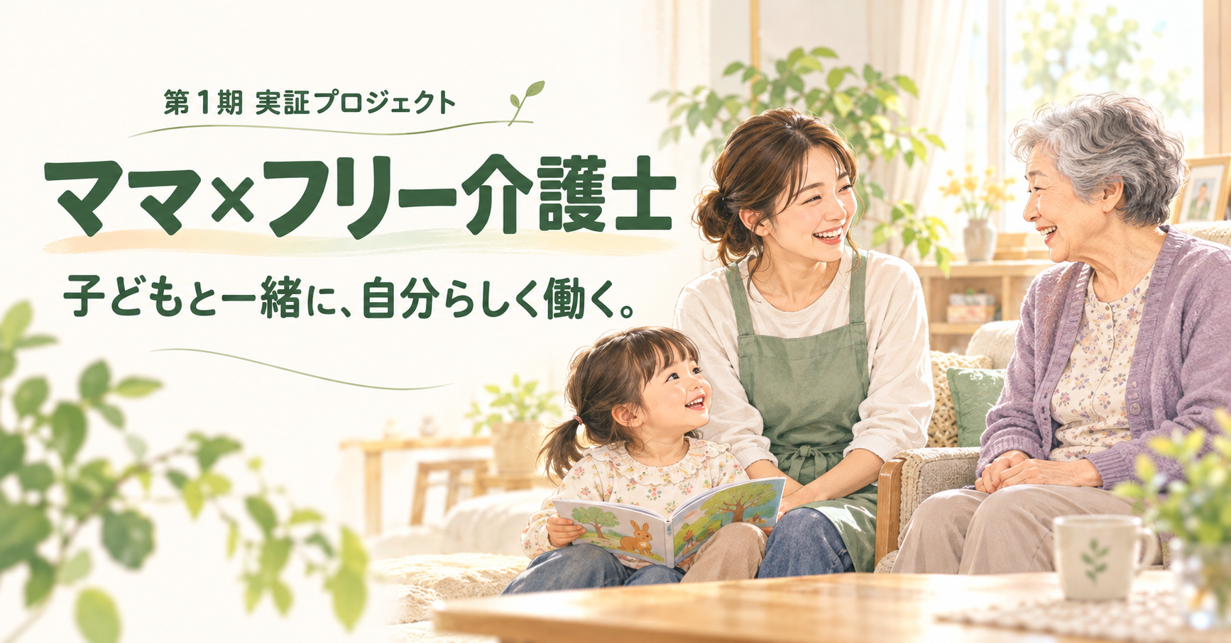 子ども連れのフリー介護士とおばあちゃん